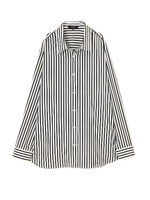 ストライププリントブラウス/カーキ(181)