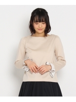 袖フレアボートネックカットソー/ライトベージュ(051)