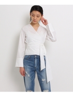 ボリューム袖カシュクールブラウス/ホワイト(001)