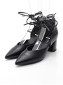 LACE UP POINTED SHOES/BLK