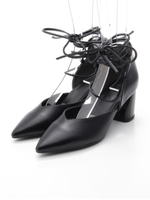 LACE UP POINTED SHOES/BLK