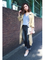 抜け衿テロトレンチコート/グレー(020)