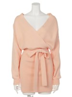 カシュクールニットOP/オレンシピンク