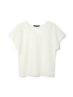 ◆大きいサイズ◆シアーボーダーカットソー/マンゴー(060)