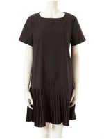 プリーツ切替ワンピース/ブラック