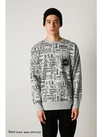 【AZUL by moussy】GONZロゴパターン裏毛クルーネック長袖プルオーバー/T.GRY