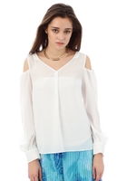 フラットデシンブラウス/ホワイト(030)