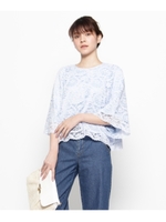 ワイドスリーブレースブラウス/ピンク系(070)