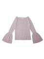 flare sleeve border knit top/PINK