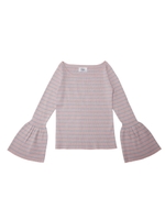 flare sleeve border knit top/PINK