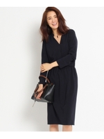 【ウォッシャブル】スキッパー切り替えワンピース/グレー系(010)