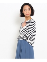 ベルスリーブボーダーニットソー/ワインレッド(363)