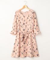 花柄ウエストリボンワンピース