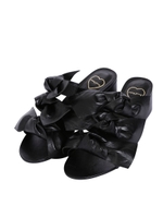 リボン×3サンダル/ブラック