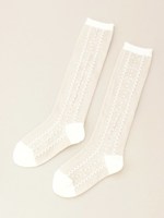 KIDS リボンフロート柄 ハイSOCKS/グレー