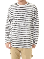 【AZUL by moussy】オーバーサイズボーダー長袖T/WHT