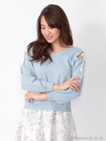 肩開きリボンニット/サックス