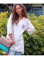 【anap mimpi】オルテガ刺繍七分袖ワンピース/NVY