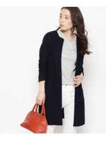 ノーカラーロングカーディガン/ネイビー(593)