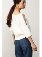 【AZUL by moussy】スリットスリーブニットプルオーバー/KHA