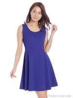 カラーフレアワンピ/ブルー