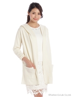 裏ボーダーロングカーディガン/グレー系