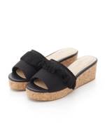 【CAMILLE BIS RANDA】フリンジコルクウェッジサンダル/KHAKI