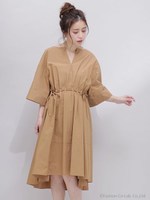 ウェストタックワンピース/オリーブグレー