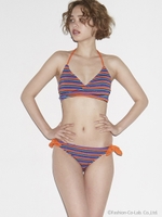 ボーダーラメニットビキニ/ネイビー