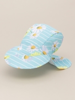 ボーダーデイジープリント HAT UVカット/ブルー