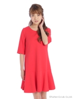 ポンチフレアワンピ/レッド