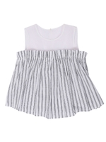 【La】チュールコンビノースリブラウス/オフホワイト