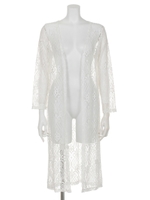 【MIMPI】パターンレースロングカーディガン/WH.A