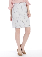 花柄タイトスカート/シロ