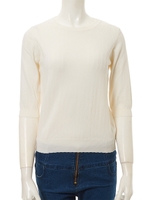 リブ7分袖ニット/ホワイト