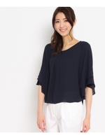 〔洗える〕袖コンシャスブラウス/ネイビー(093)