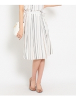 [L]〔洗える〕【WEB限定色あり】サテンストライプスカート/オフホワイト(103)