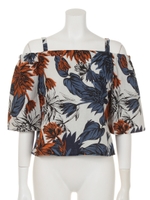 【LATINA】リゾート柄オフショルダートップス/NVY