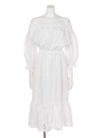 【chille anap】コットンオフショルロングワンピース/WH