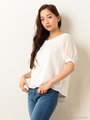 袖シアーブラウス/オフホワイト