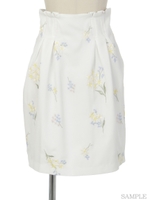 フラワーブーケ刺繍タイトスカート/ピンク