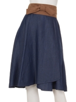 ベルト付カラー巻きスカート(ネイビー)/ネイビー
