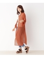 〔洗える〕カットドビー楊柳シャツワンピース/レッド(062)