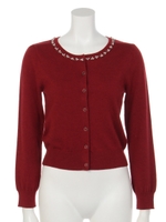 クラシカルビジューカーディガン/ワイン