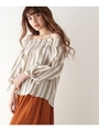 マルチストライプブラウス/サックス(390)