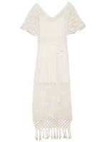 パームパターンニットクロシェワンピース/NVY