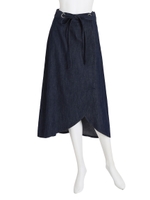 ラップ風ミディデニムSK/ネイビー