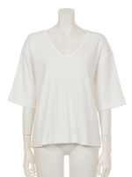 【BED&BREAKFAST】BROAD STITCH Vneck Tops/WHITE