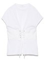 ウエストレースアップTシャツ/WHT