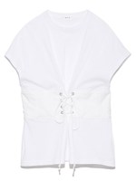 ウエストレースアップTシャツ/WHT